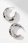 By Anthropologie Molten Textured Hoop Earrings In Silver