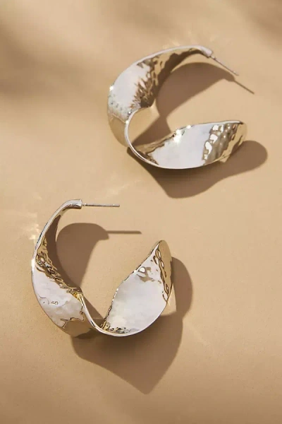 By Anthropologie Molten Twist Hoop Earrings In Metallic