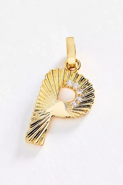 By Anthropologie Mono Bar Fluted Initial Charm In Gold