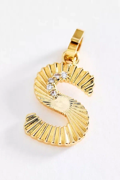 By Anthropologie Mono Bar Fluted Initial Charm In Gold