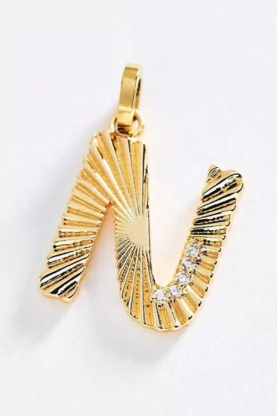 By Anthropologie Mono Bar Fluted Initial Charm In Gold