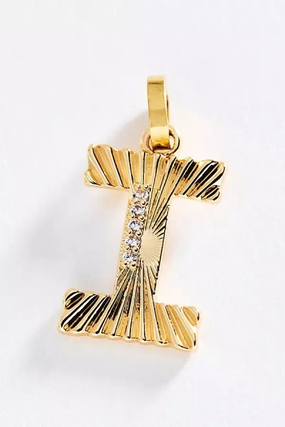 By Anthropologie Mono Bar Fluted Initial Charm In Gold