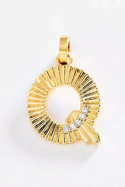 By Anthropologie Mono Bar Fluted Initial Charm In Gold