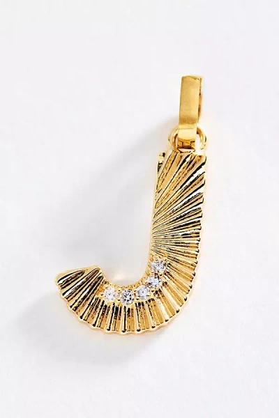 By Anthropologie Mono Bar Fluted Initial Charm In Gold