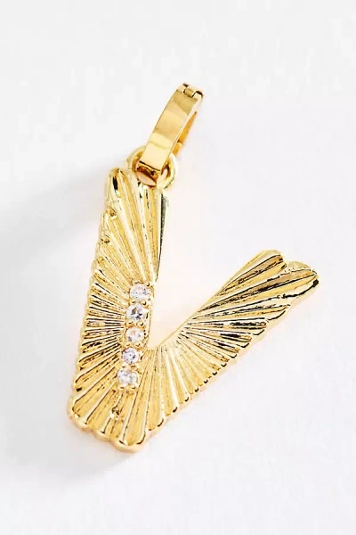 By Anthropologie Mono Bar Fluted Initial Charm In Gold