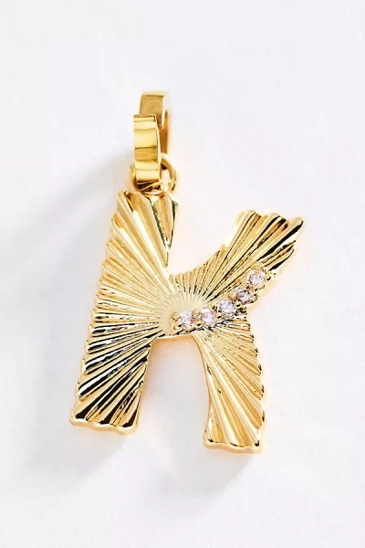 By Anthropologie Mono Bar Fluted Initial Charm In Gold