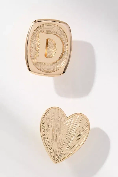 By Anthropologie Monogram And Heart Brooch, Set Of 2