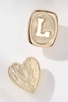 By Anthropologie Monogram And Heart Brooch, Set Of 2