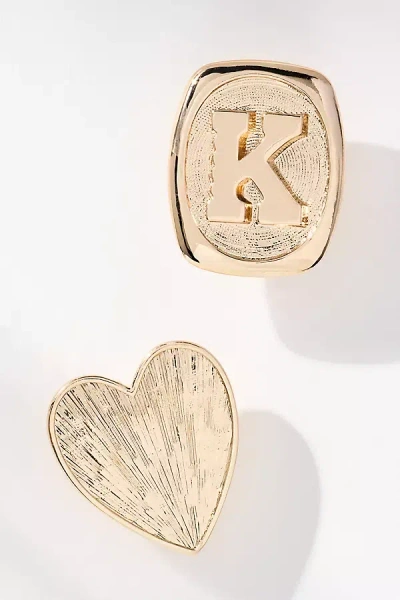 By Anthropologie Monogram And Heart Brooch, Set Of 2
