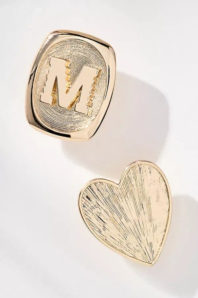 By Anthropologie Monogram And Heart Brooch, Set Of 2