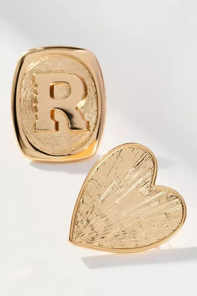 By Anthropologie Monogram And Heart Brooch, Set Of 2