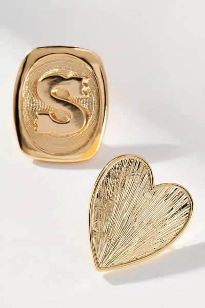 By Anthropologie Monogram And Heart Brooch, Set Of 2