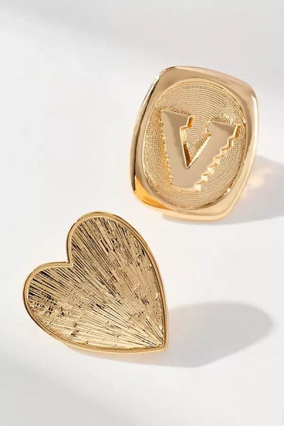 By Anthropologie Monogram And Heart Brooch, Set Of 2