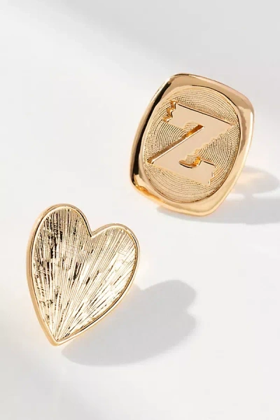 By Anthropologie Monogram And Heart Brooch, Set Of 2