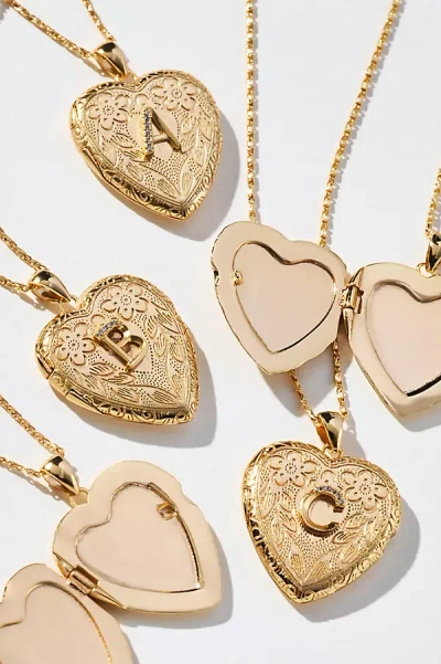 By Anthropologie Monogram Heart Locket Necklace In Gold