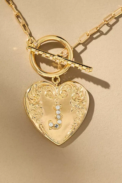 By Anthropologie Monogram Heart Toggle Necklace In Multicolor