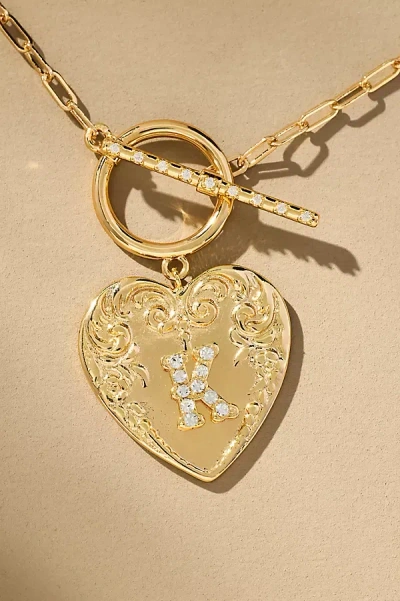 By Anthropologie Monogram Heart Toggle Necklace In Multicolor