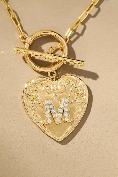 By Anthropologie Monogram Heart Toggle Necklace In Multicolor