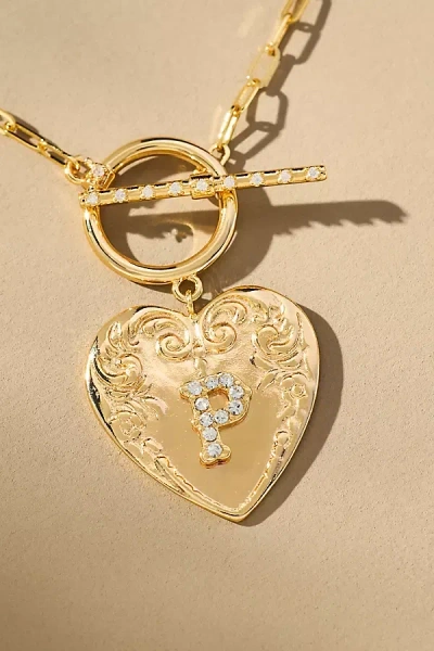 By Anthropologie Monogram Heart Toggle Necklace In Multicolor