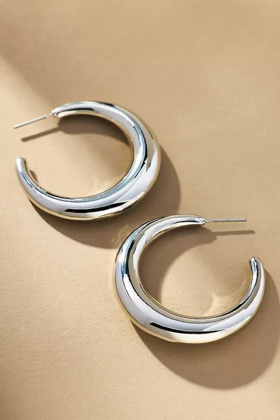By Anthropologie Moon Hoop Earrings In Silver