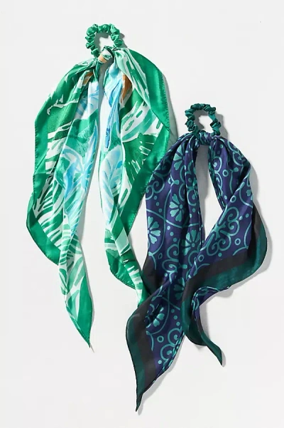 By Anthropologie Mosaic Hair Scarves, Set Of 2 In Blue