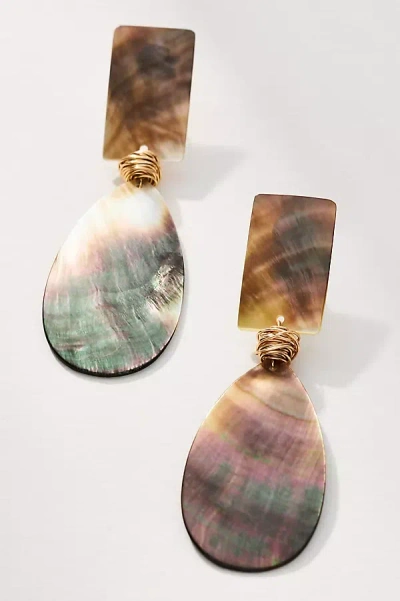 By Anthropologie Mother-of-pearl Double Drop Earrings In Purple