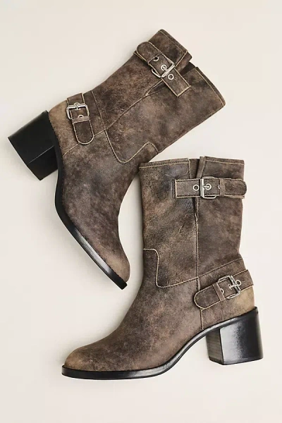 By Anthropologie Moto Mid-calf Boots In Black
