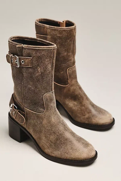 By Anthropologie Moto Mid-calf Boots In Brown