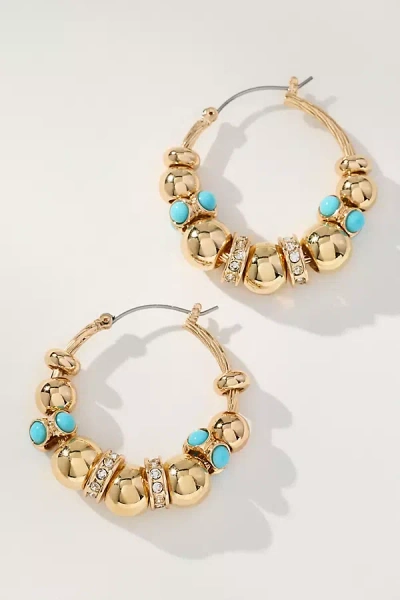 By Anthropologie Multi-bead Gold Hoop Earrings