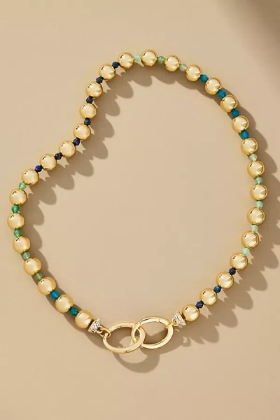 By Anthropologie Multi-bead Interlink Necklace In Blue