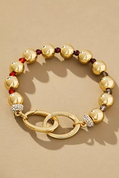 By Anthropologie Multi-bead Interlock Bracelet In Red
