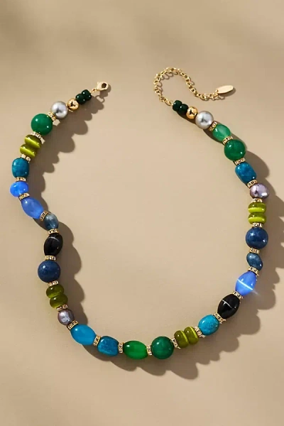 By Anthropologie Multi Beaded Necklace In Blue