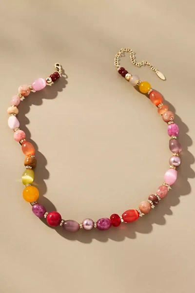 By Anthropologie Multi Beaded Necklace In Purple