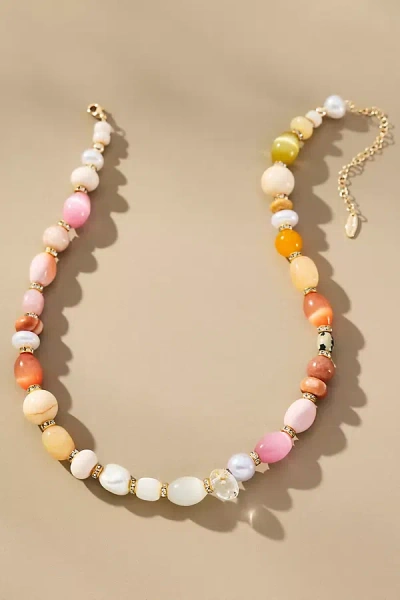 By Anthropologie Multi Beaded Necklace In Sand