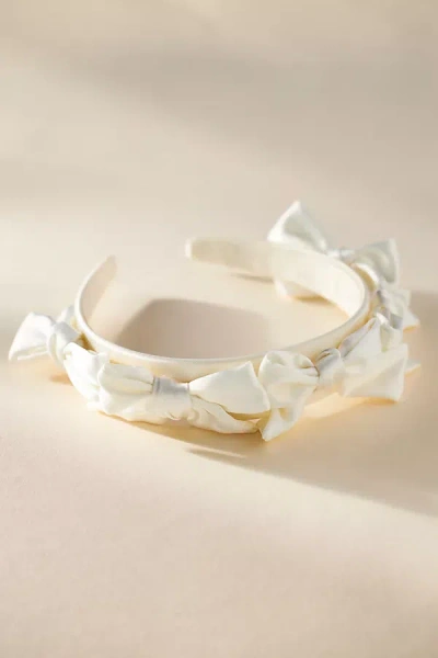 By Anthropologie Multi Bow Headband In White