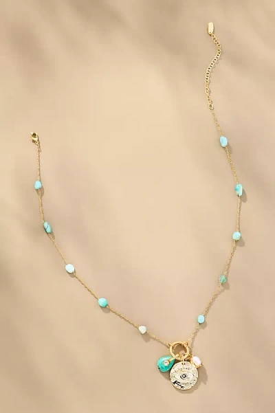 By Anthropologie Multi Charm Beaded Necklace In Blue