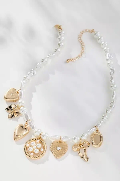 By Anthropologie Multi Charm Pearl Necklace