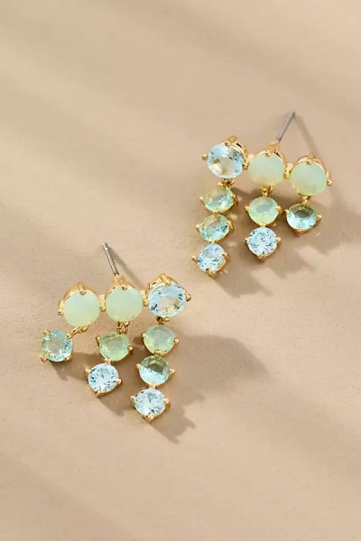 By Anthropologie Multi Crystal Drop Earrings In Blue