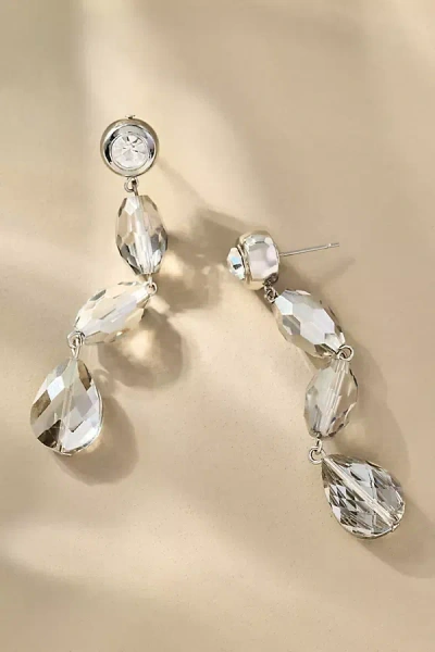 By Anthropologie Multi Crystal Drop Earrings In Gray
