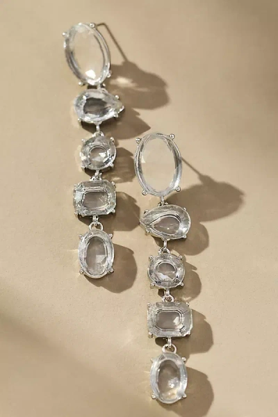 By Anthropologie Multi-crystal Drop Earrings In Silver