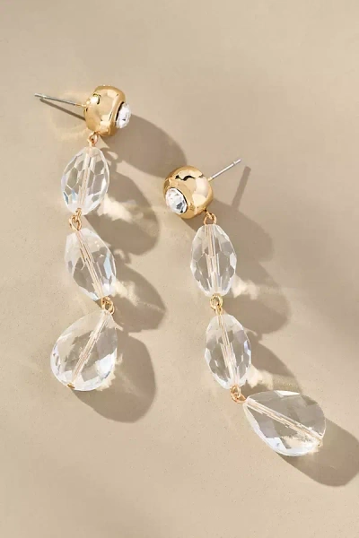 By Anthropologie Multi Crystal Drop Earrings In Transparent