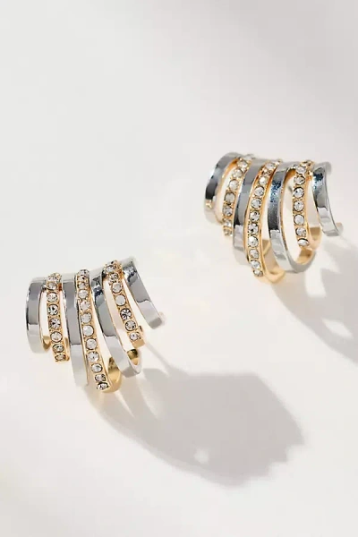 By Anthropologie Multi Crystal Huggie Hoop Earrings In Gold