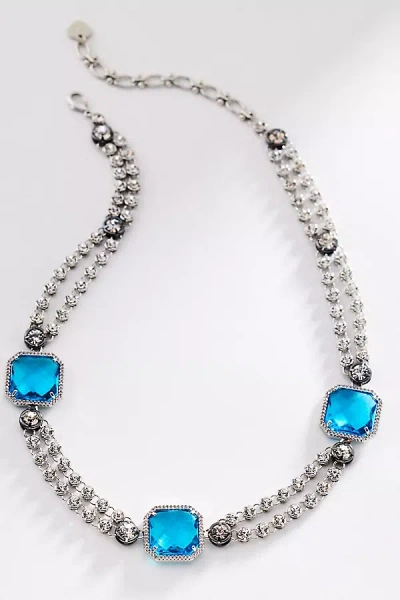 By Anthropologie Multi-crystal Stone Necklace In Blue