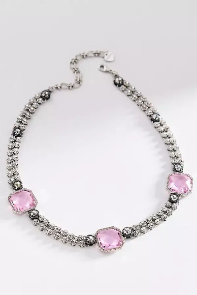 By Anthropologie Multi-crystal Stone Necklace In Pink