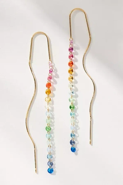 By Anthropologie Multi Crystal Threader Earrings