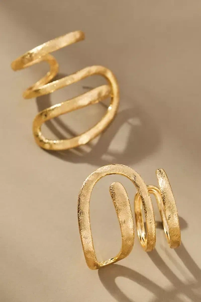 By Anthropologie Multi Hammered Huggie Hoop Earrings In Gold
