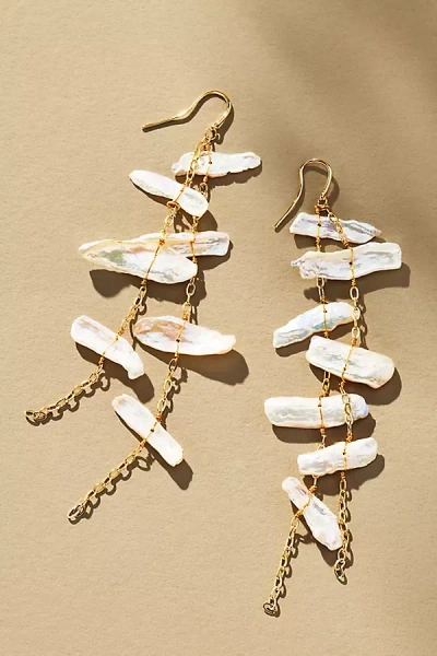 By Anthropologie Multi Pearl Bar Drop Earrings