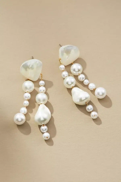 By Anthropologie Multi Pearl Drop Earrings In White