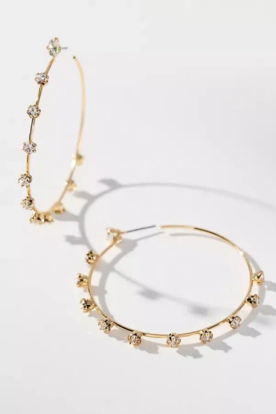 By Anthropologie Multi Stone Thin Hoop Earrings In Gold
