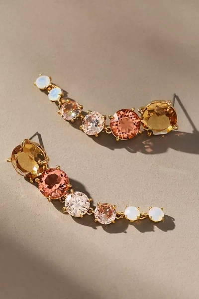 By Anthropologie Multicolor Crystal Drop Earrings In White